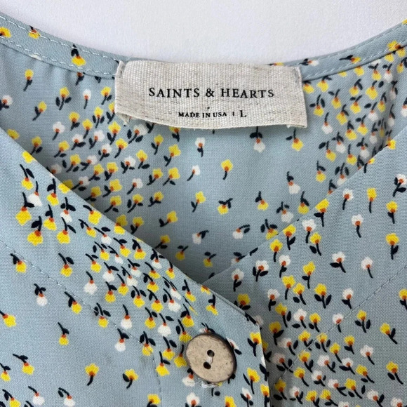 Saints & Hearts Floral Spaghetti StrapTank Top Size L - Picture 3 of 6